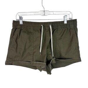 Vuori Women's M Pull On Ripstop Organic Fringe Hem‎ Activewear Shorts Green EUC